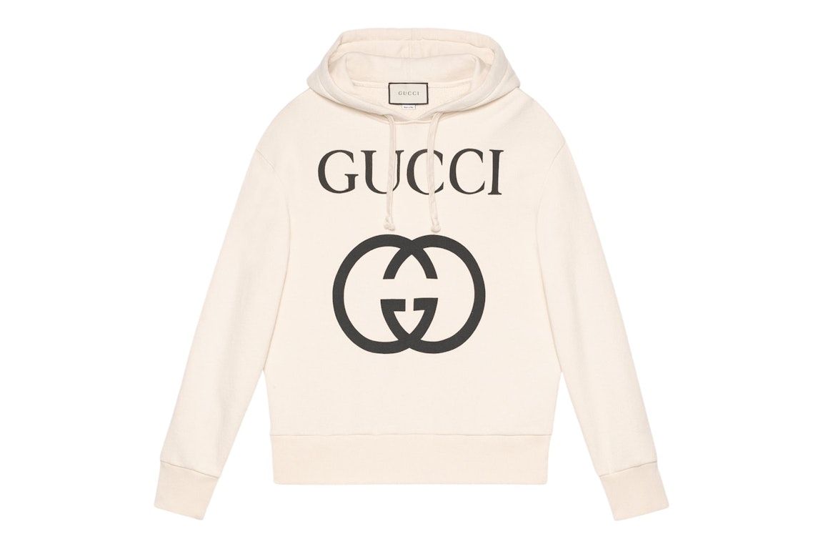 Pre-owned Gucci Interlocking G Oversize Fit Hoodie Off-white/black