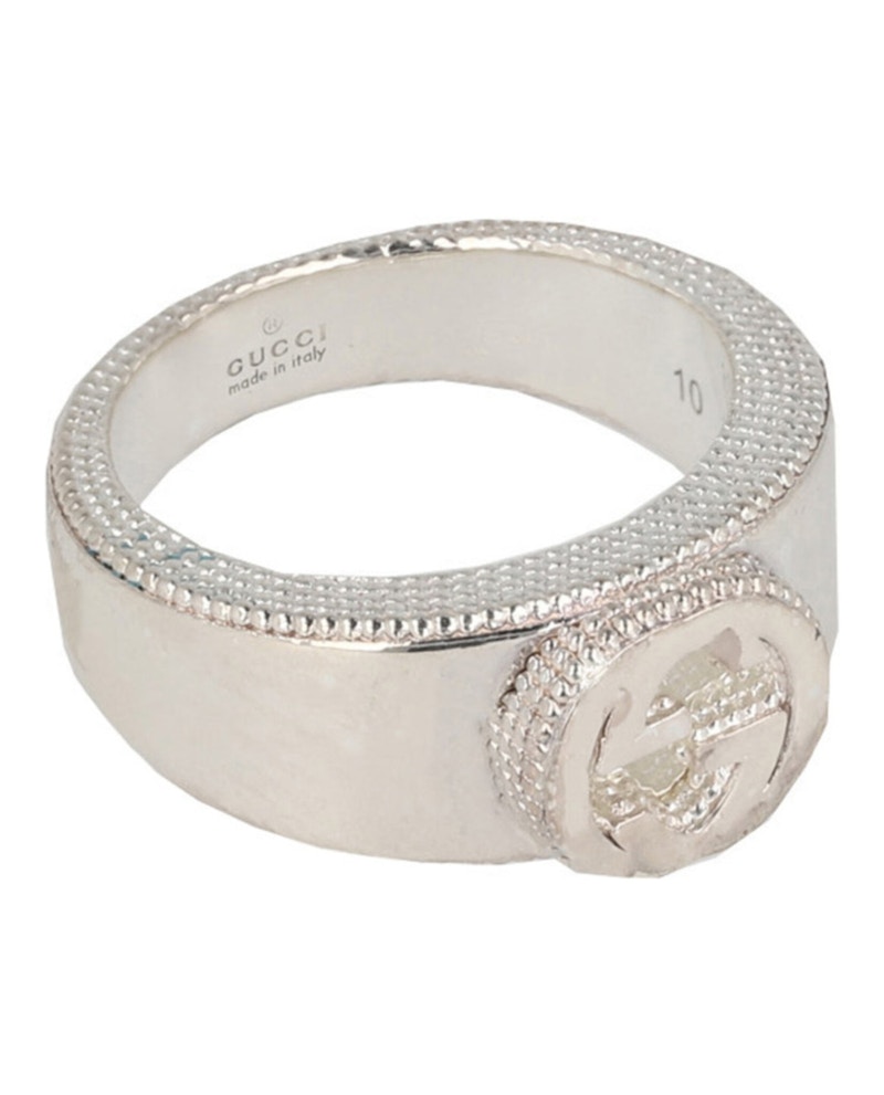 Pre-owned Gucci Interlocking G Ring In Silver
