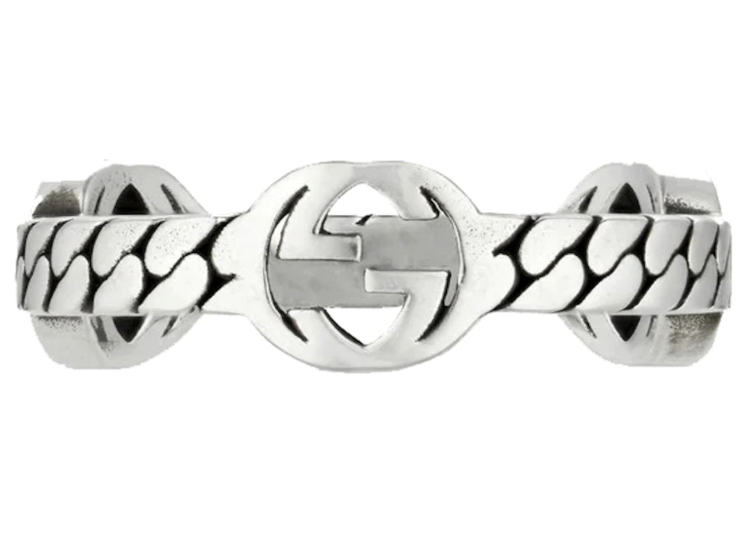 Pre-owned Gucci Interlocking G Ring Silver