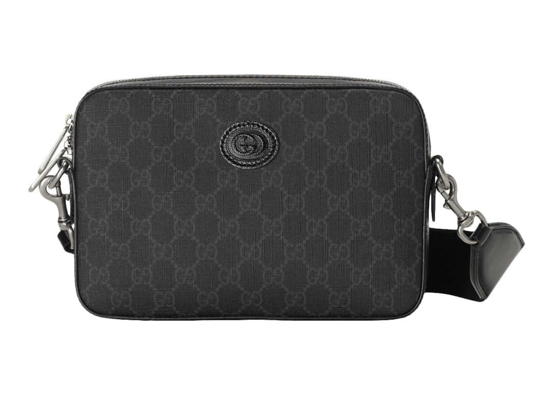 Pre-owned Gucci Interlocking G Shoulder Bag Gg Supreme Canvas Black/grey
