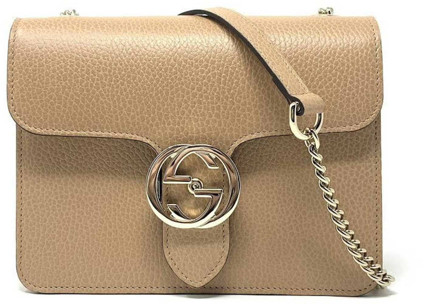 indre nød pin Gucci Interlocking G Shoulder Bag Small Beige in Leather with Gold-tone