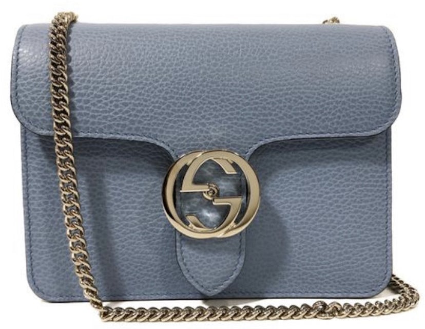 Gucci Interlocking G Shoulder Bag Blue in Calfskin Leather with Silver-tone  - US