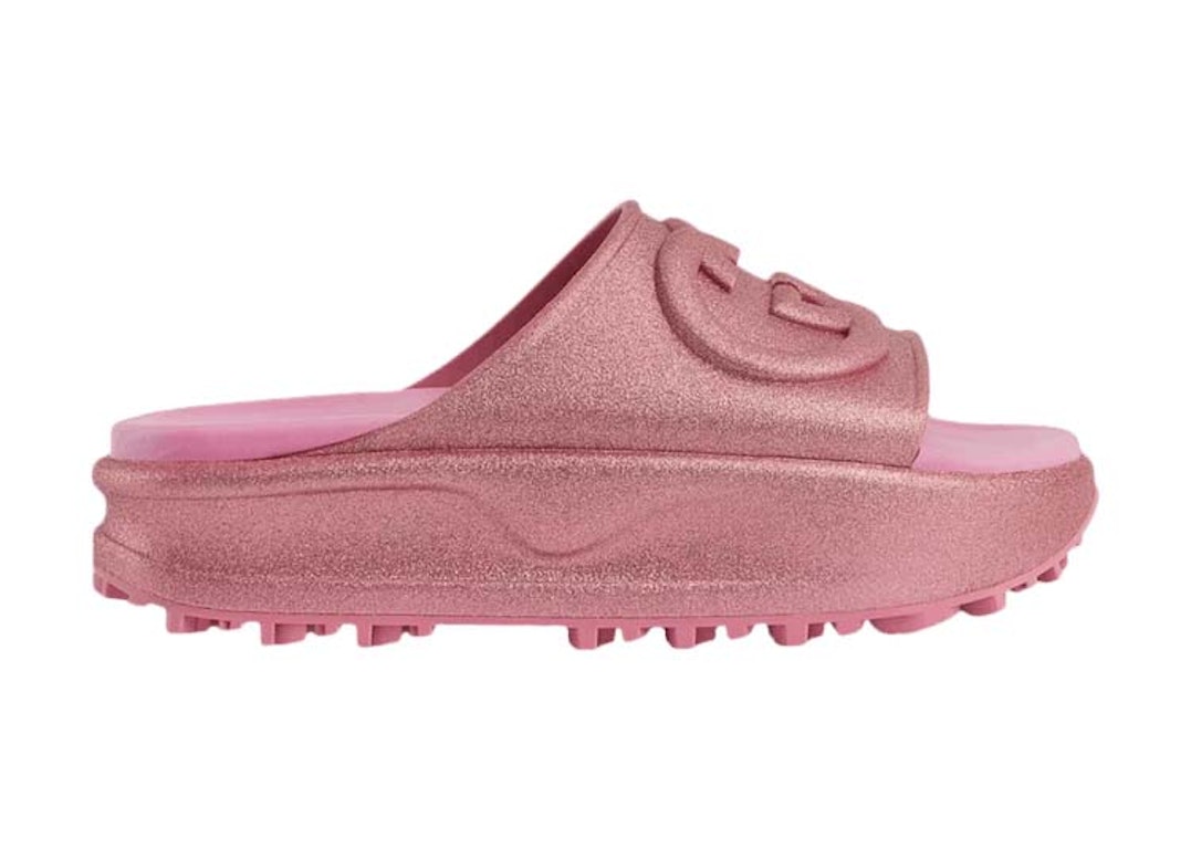 Pre-owned Gucci Interlocking G Slide Metalic Rose (women's) In Pink