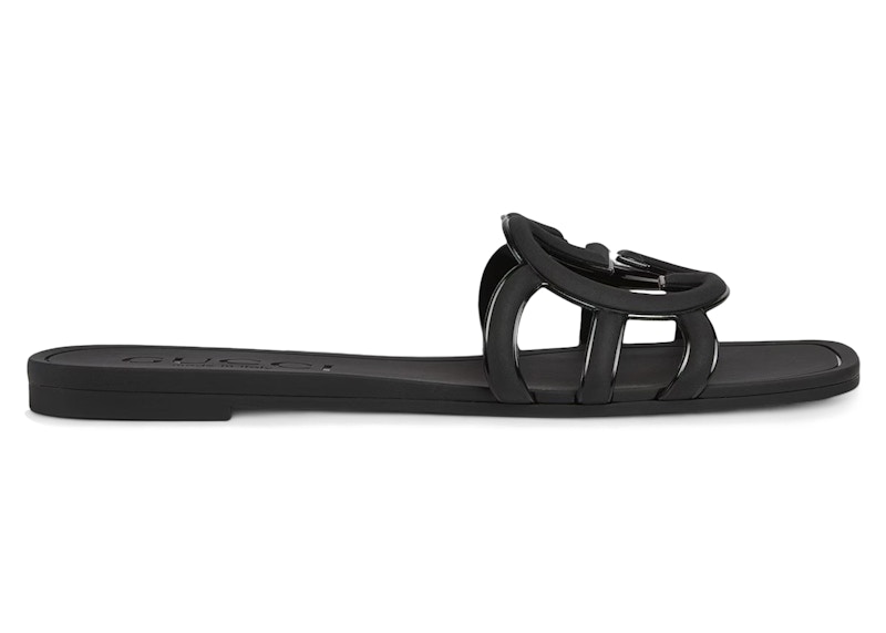 Pre-owned Gucci Interlocking G Slide Sandal Rubber (women's) Sneakers In Black