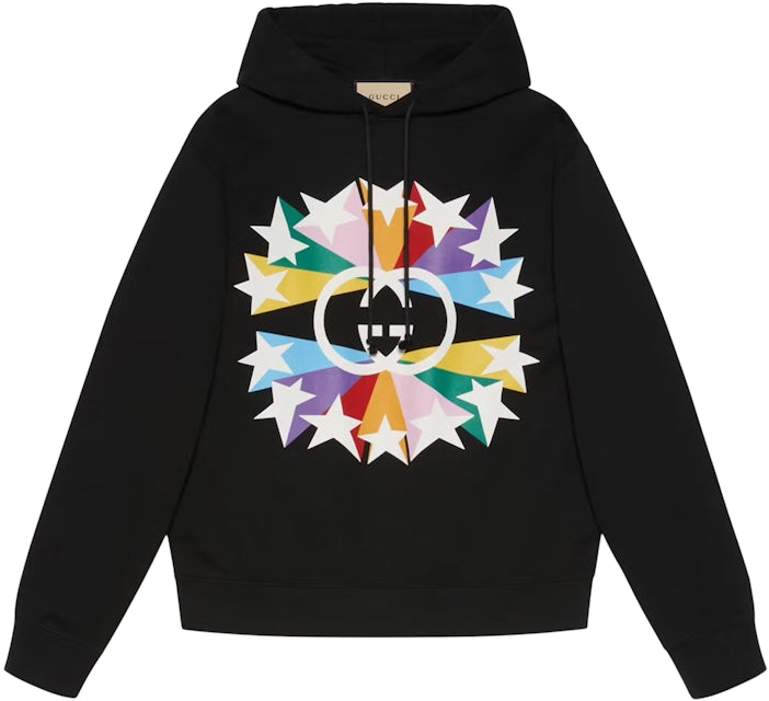 Drik Universel Framework Gucci Interlocking G Star Burst Print Cotton Sweatshirt Black Men's - US