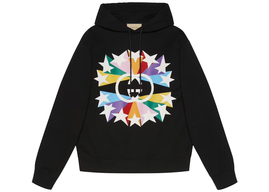 Pre-owned Gucci Interlocking G Star Burst Print Cotton Sweatshirt Black