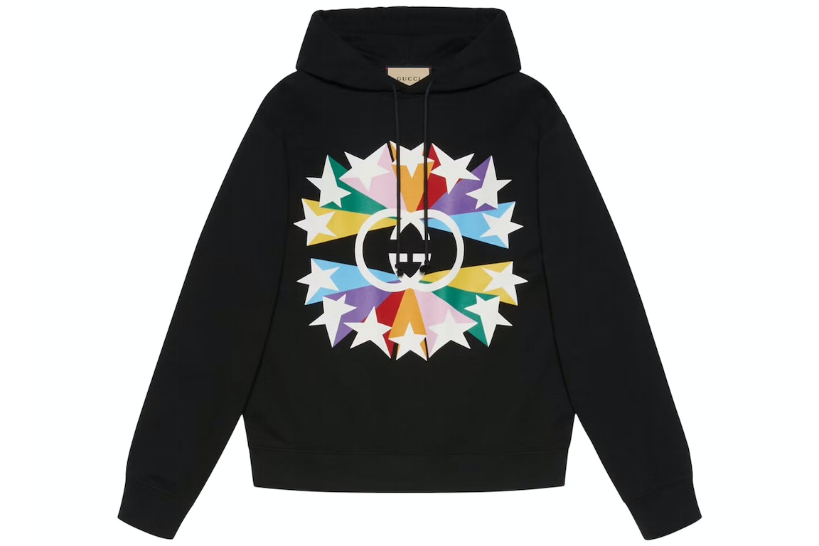 Pre-owned Gucci Interlocking G Star Burst Print Cotton Sweatshirt Black
