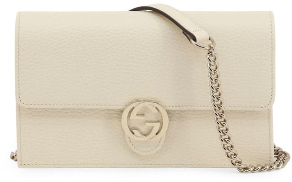 Gucci Interlocking GG Crossbody Wallet On Chain, Black Leather