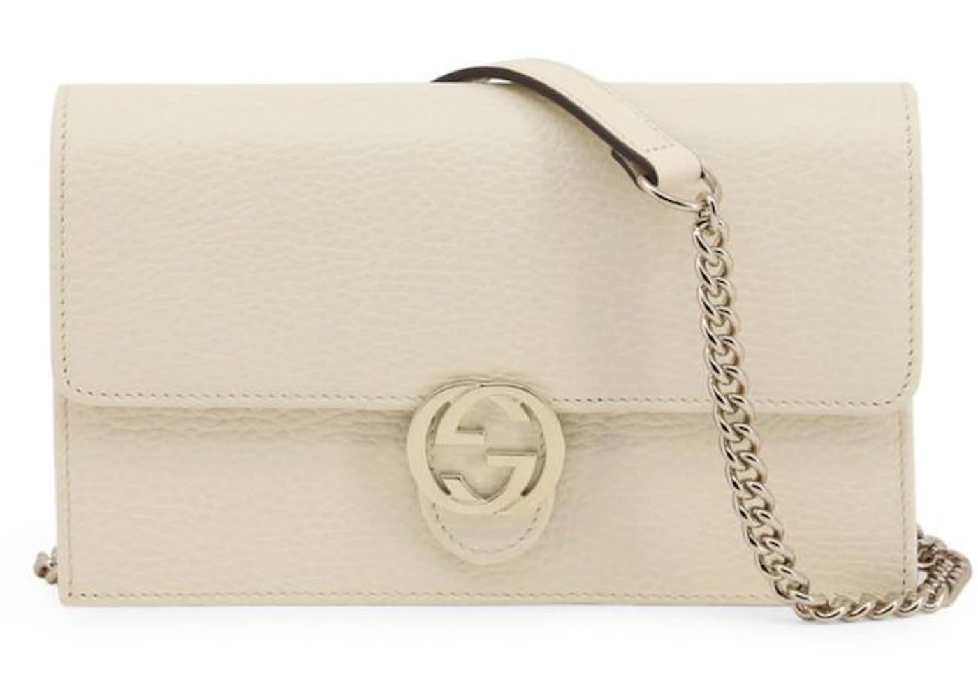 Gucci Interlocking GG Chain Crossbody White in Leather with - US