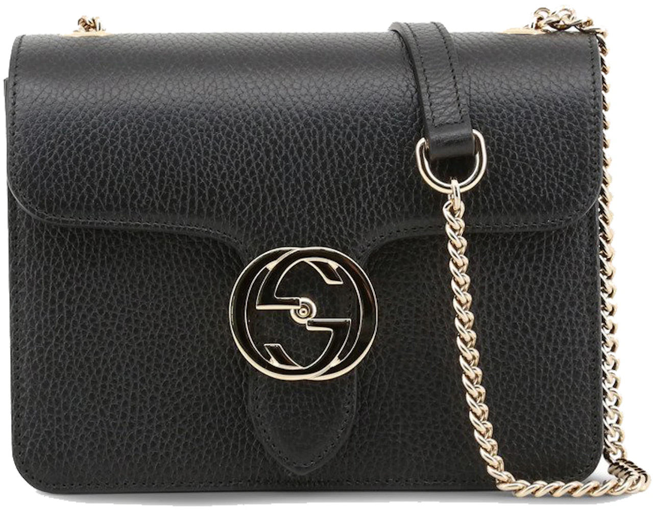 Gucci Interlocking GG Shoulder Bag Black in Leather with Gold-tone - US