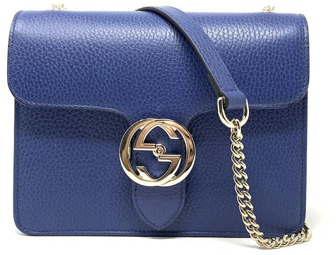 Gucci Interlocking G Shoulder Bag Blue in Calfskin Leather with Silver-tone  - US