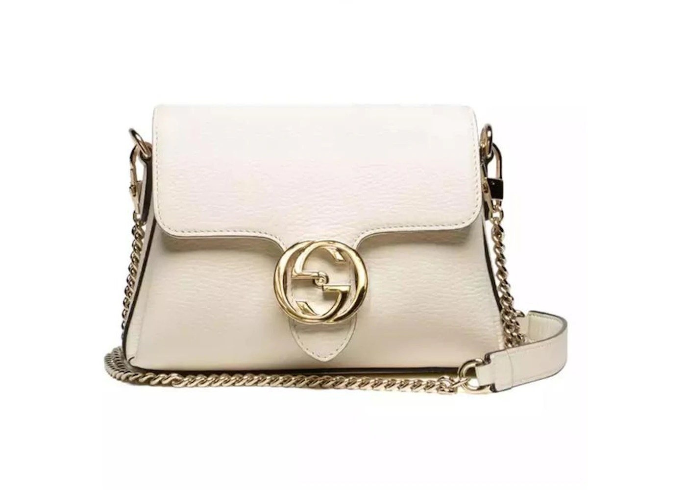 Gucci Interlocking GG Shoulder Bag Mini White in Leather with Gold-tone ...