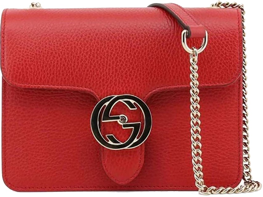 Gucci Shoulder Bag Red Beige Leather GG Monogram Cross Body