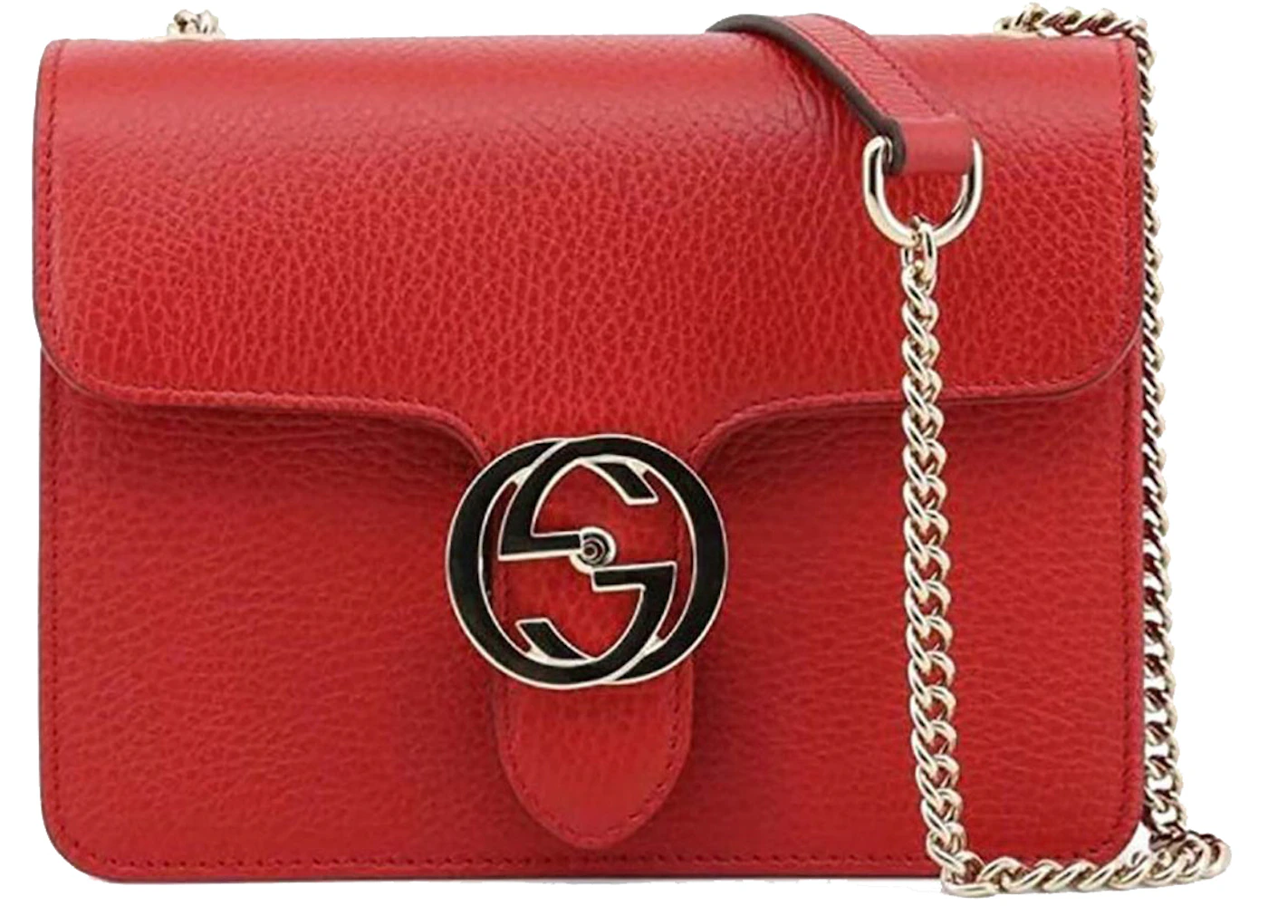 Gucci Interlocking GG Shoulder Bag Red in Leather with Gold-tone - US