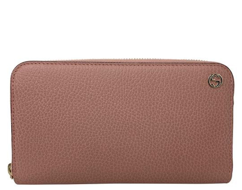 gucci pink zip around wallet