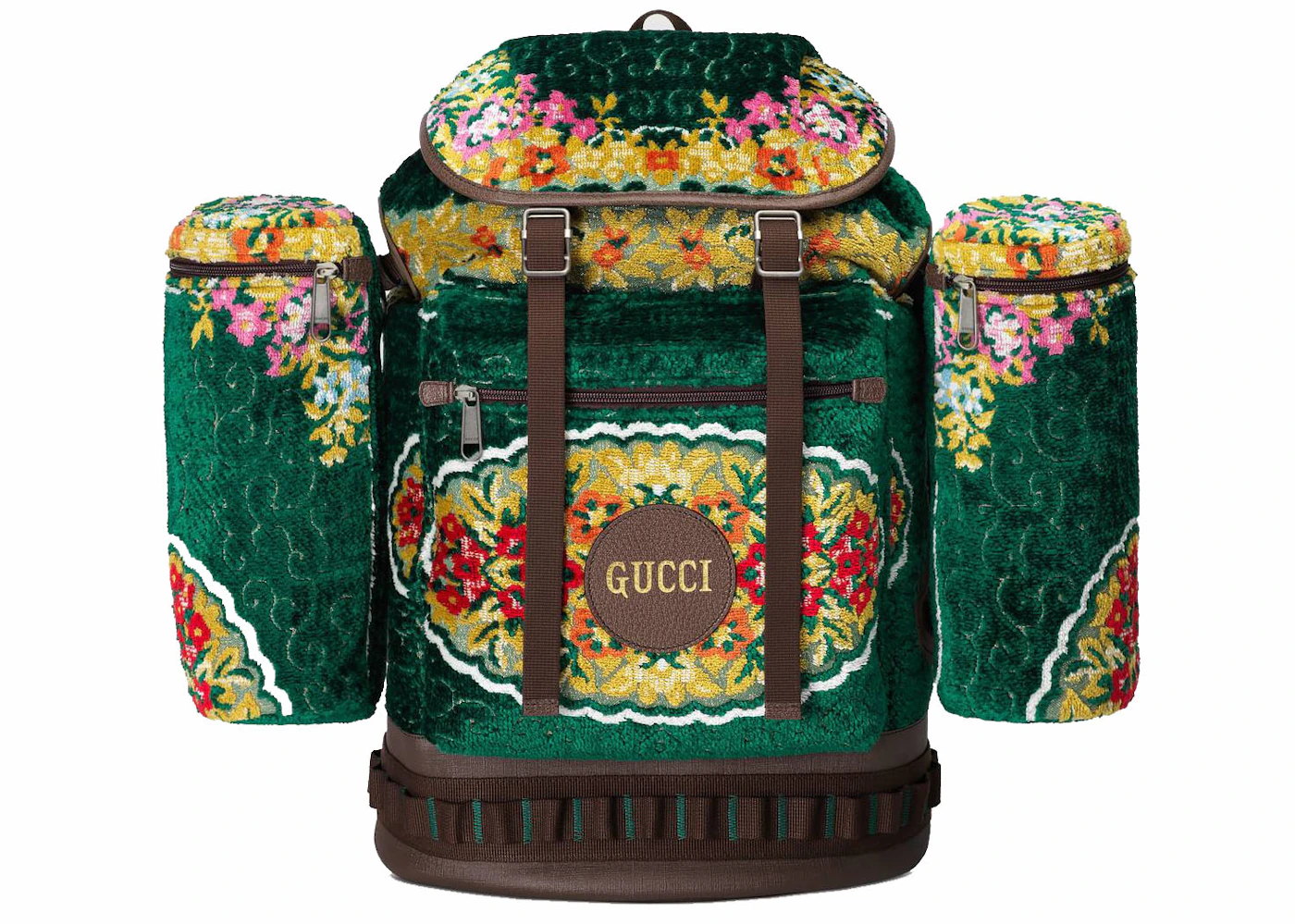 sortie minimal forsvar Gucci Jacquard Backpack Floral Velvet Large Green Multicolor in Velvet with  Silver-tone - US