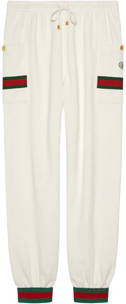 Gucci Jersey Jogging Pants With Web Washed Ivory Men's - US