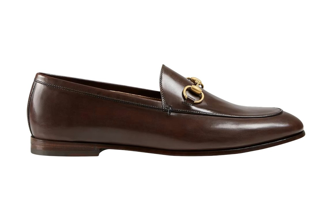 Pre-owned Gucci Jordaan Loafer Brown Leather In Brown/gold