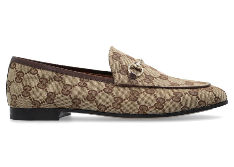 Pre-owned Gucci Jordaan Supreme Canvas Loafers Gg Canvas (women's) Sneakers In Beige/ebony In Multi
