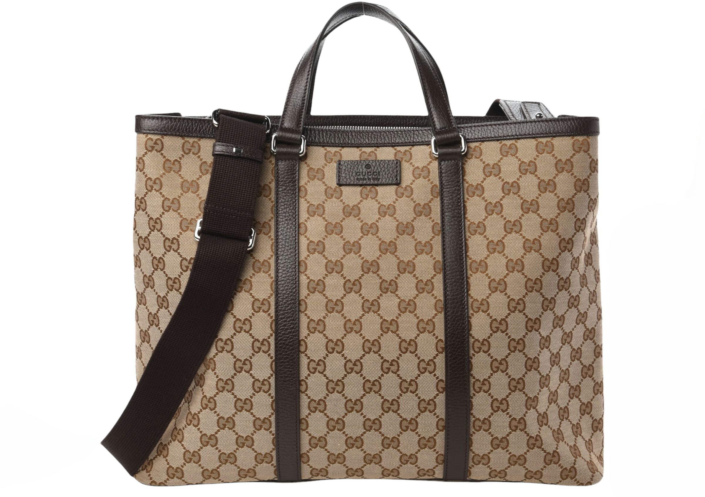 GUCCI Monogram Large Original Tote Tan With Pouch, Like Neverfull