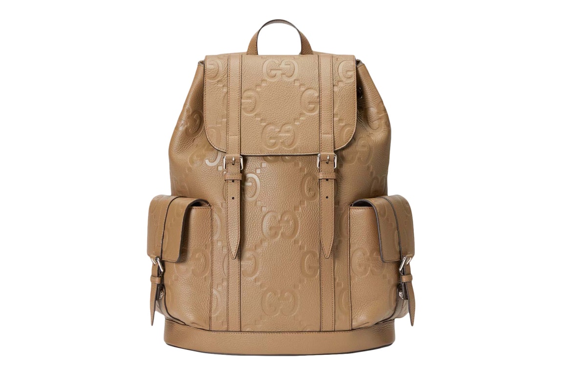 Pre-owned Gucci Jumbo Gg Backpack Taupe