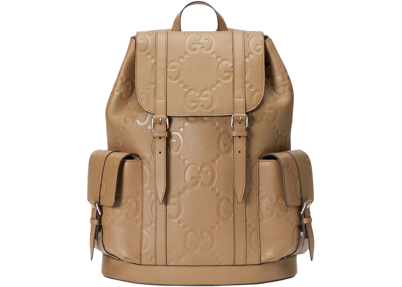 Gucci Jumbo GG Backpack Taupe in Leather with Silver-tone - GB
