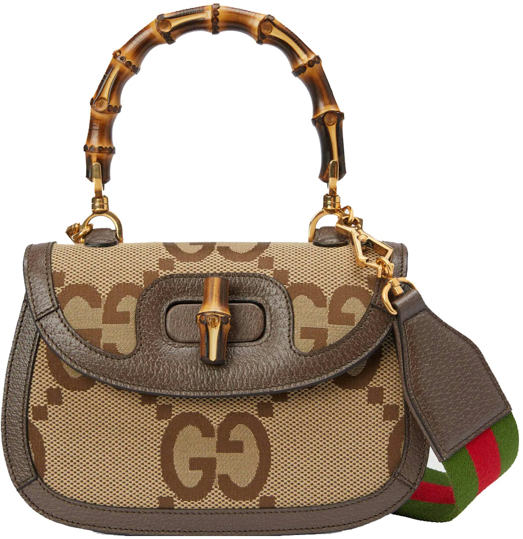 Jumbo GG mini tote bag in camel and ebony GG canvas