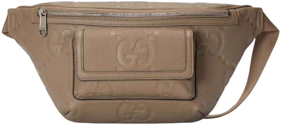 Gucci Jumbo GG Belt Bag Taupe in Leather with Silver-tone - US