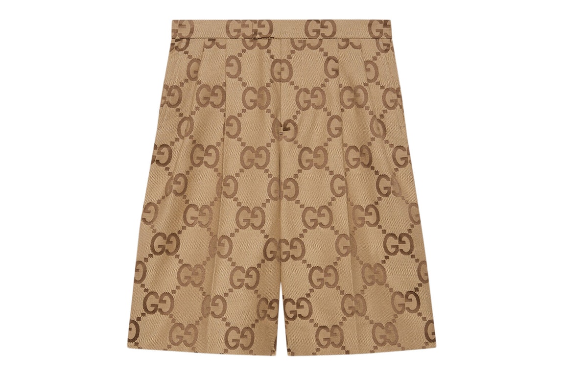 Pre-owned Gucci Jumbo Gg Canvas Shorts Beige/ebony
