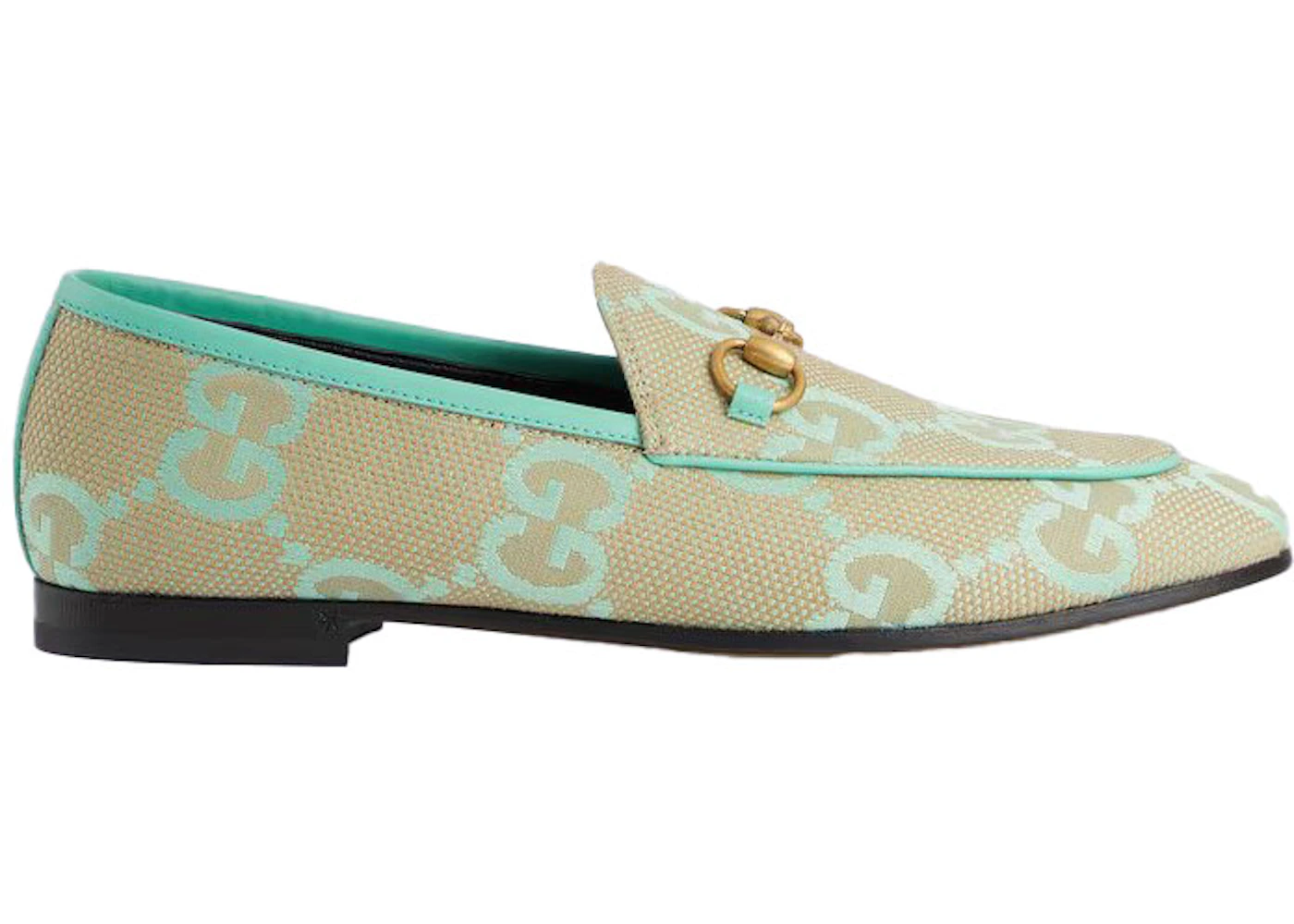 Gucci Jumbo GG Jordaan Loafer Beige Mint Green Canvas 431467