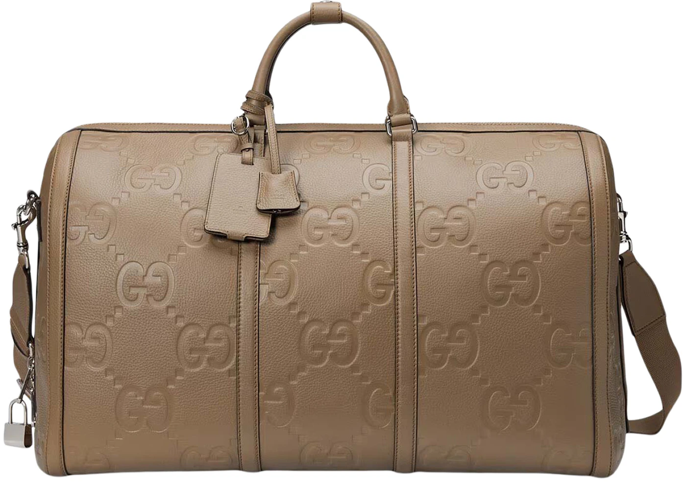 Gucci Jumbo GG Large Duffle Bag Taupe in Leather with Silver-tone - US