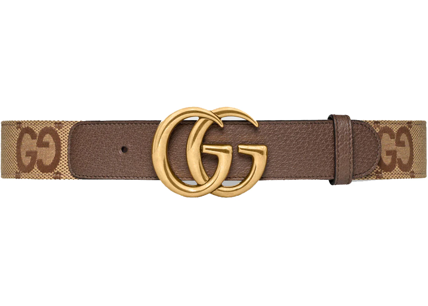 Gucci Jumbo GG Marmont Wide Belt Camel/Ebony in Canvas with Gold