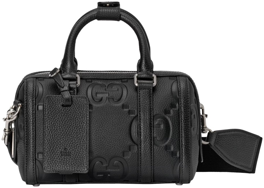 Gucci Jumbo GG Mini Duffle Bag Black in Jumbo GG Leather with