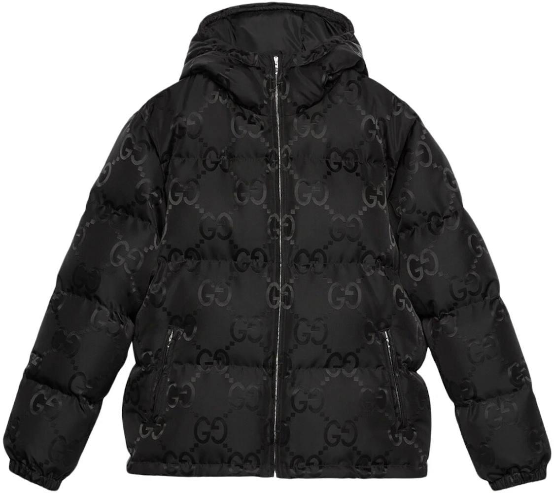 Pink GG Supreme canvas hooded down coat, Gucci