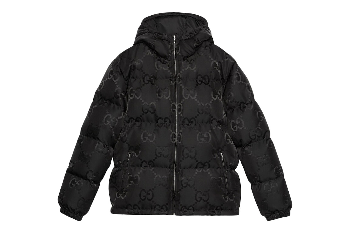 Pre-owned Gucci Jumbo Gg Nylon Canvas Goose-down Jacket Black