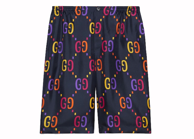 Gucci Jumbo GG Silk Shorts Dark Blue Multi