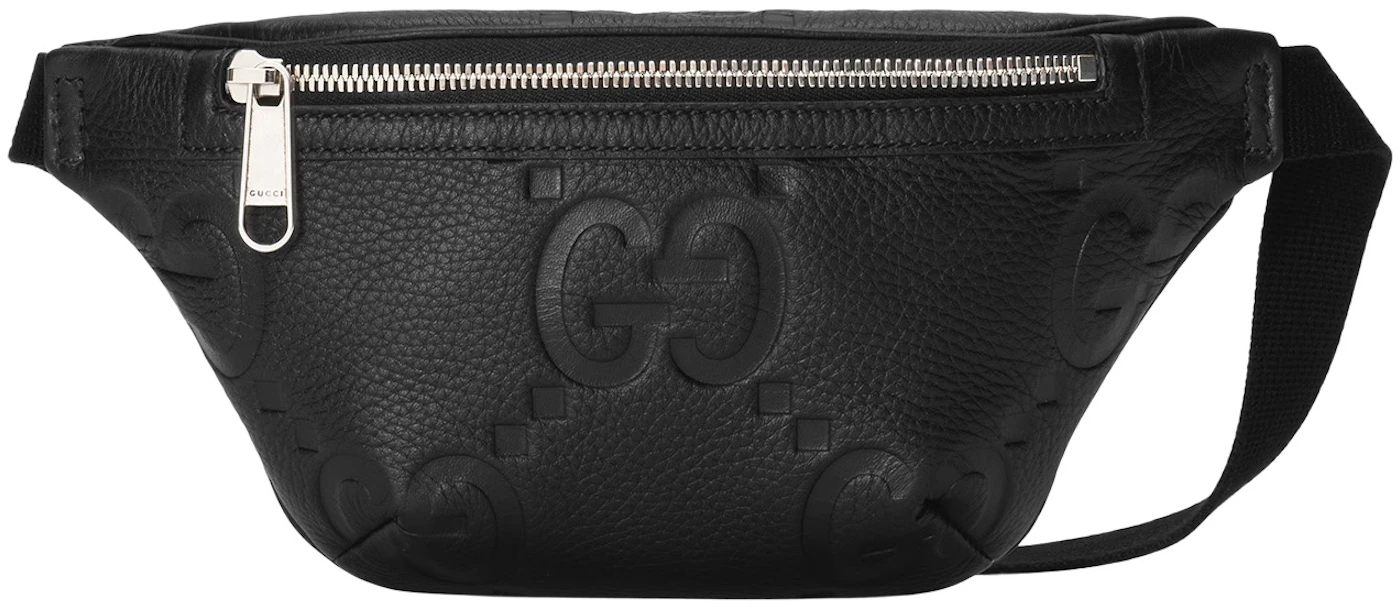 Gucci Jumbo GG Small Belt Bag Black in Jumbo GG Leather with Palladium ...