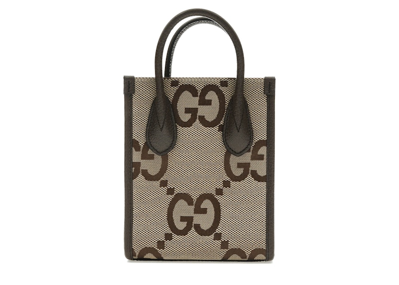 【GUCCI 】Jumbo GG Logo Mini Tote Bag BEIGE LAPIS GUCCI Monogram Jumbo GG Textured Dollar Calfskin Mini Tote