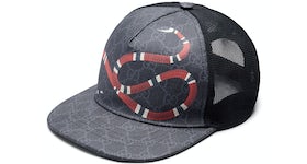 Gucci Kingsnake Print GG Supreme Baseball Hat Black/Grey