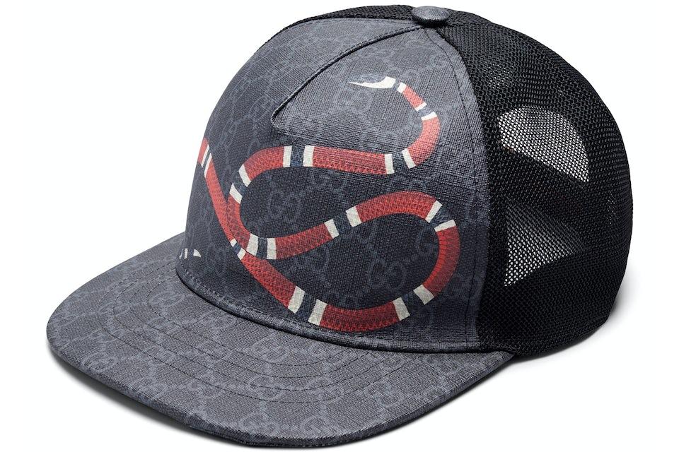 Gucci Kingsnake Print GG Supreme Baseball Hat Black/Grey in Canvas with  Silver-tone - US