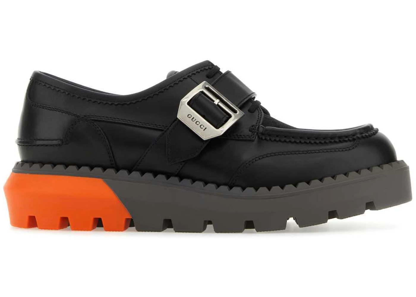 Gucci Lace Up Shoe Buckle Black Orange Men's - 739868 AABZ0 1000 - US Gucci Lace Up Shoe Buckle Black Orange Men's - 739868 AABZ0 1000 - US