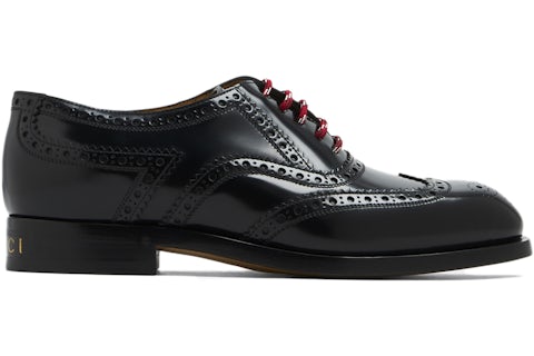 Gucci Lace Up Shoes Black Red Men's 723694 DS800 1000 US