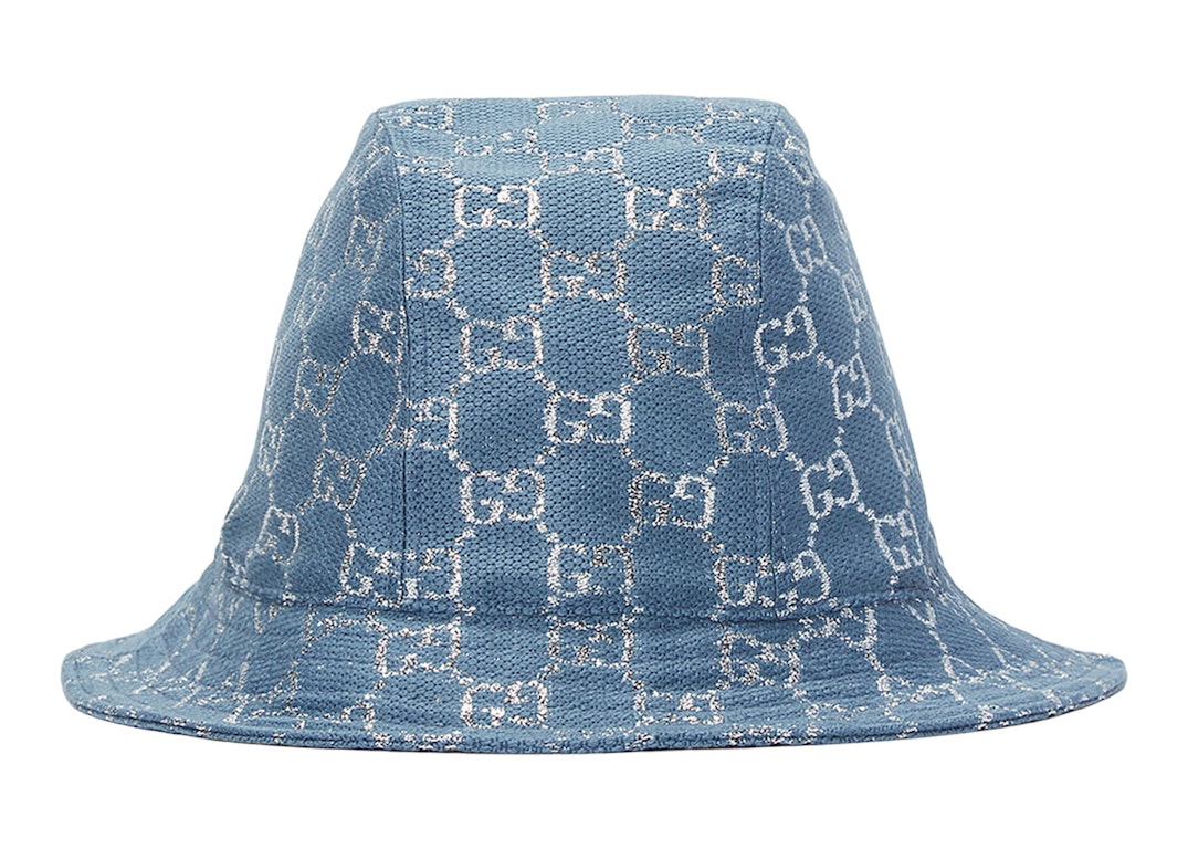 Pre-owned Gucci Lame Bucket Hat Blue