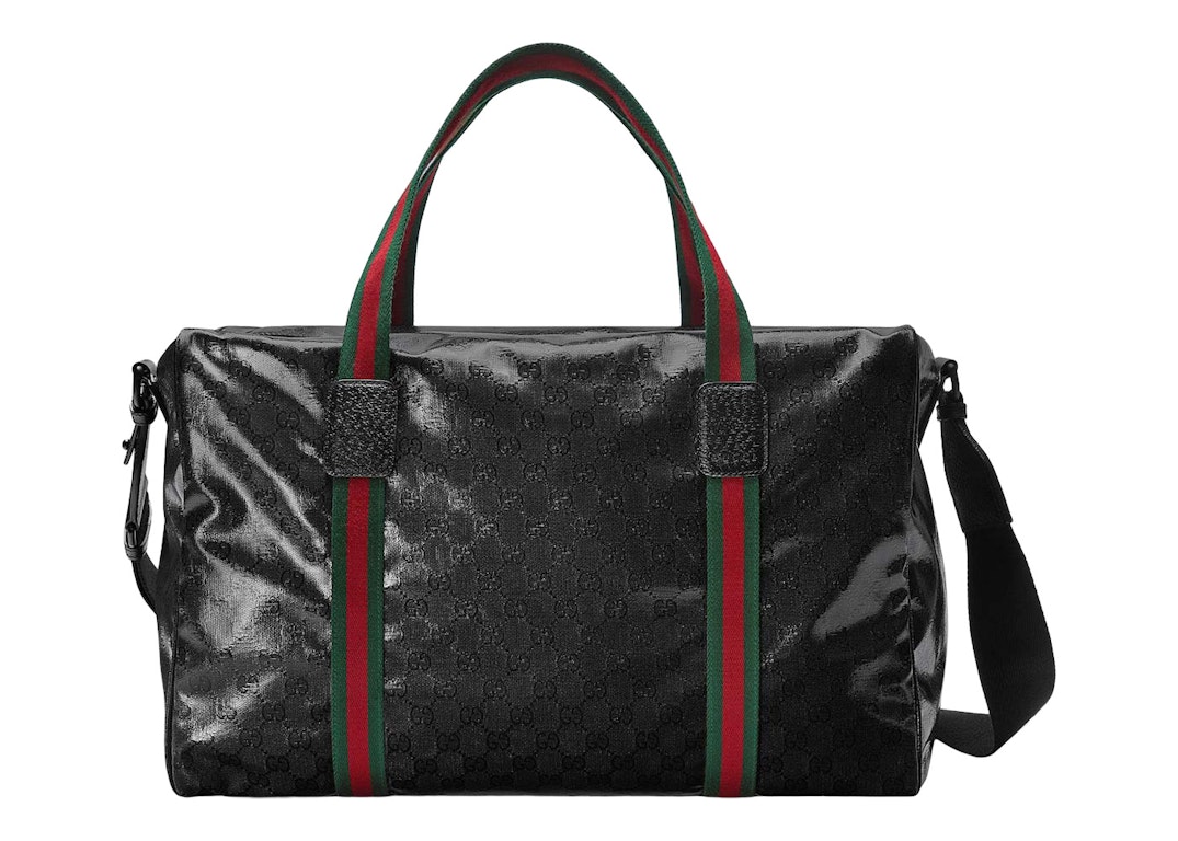 Pre-owned Gucci Large Duffle Bag With Web Black