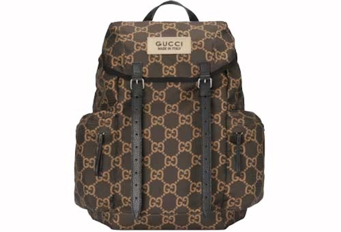 Pre-owned Gucci Large Gg Polyester Backpack Ebony/beige