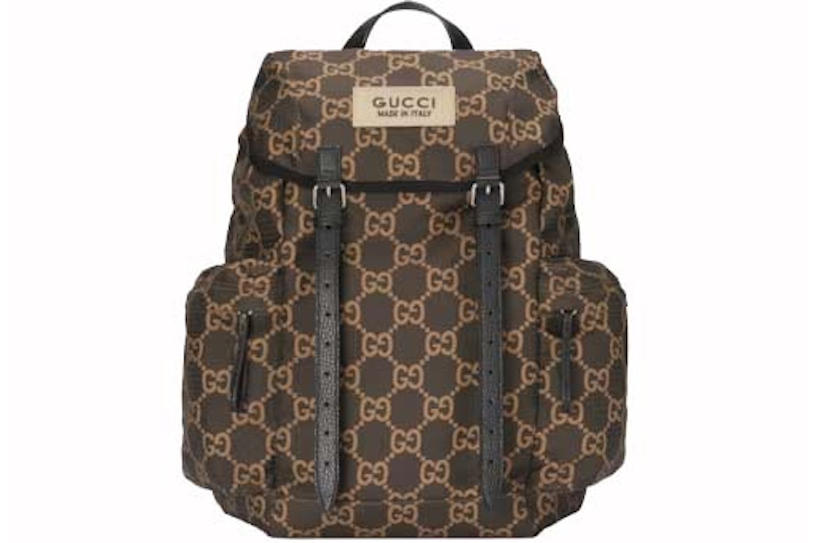 Pre-owned Gucci Large Gg Polyester Backpack Ebony/beige