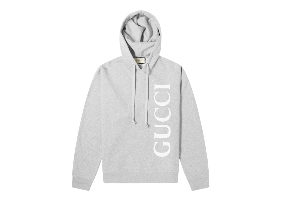 Pre-owned Gucci Large  Logo Popover Hoodie Grey Marl