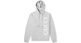 Gucci Large Gucci Logo Popover Hoodie Grey Marl