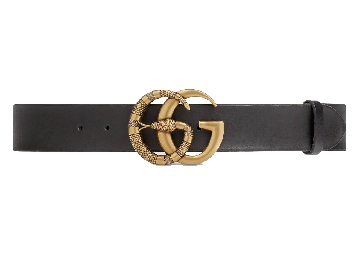 Gucci Leather Belt Double G Buckle with Snake 1.5 Width