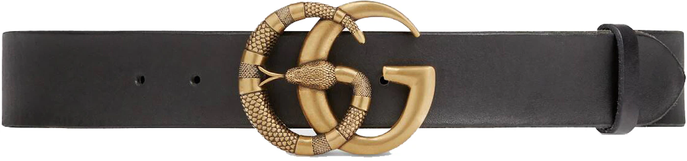 GUCCI GG Snake Gold Buckle Belt Gold/Brass With Leather